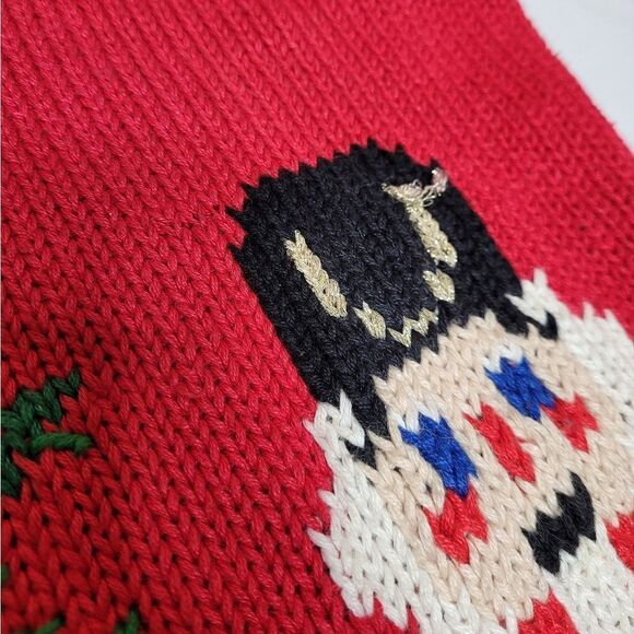 VINTAGE 90s red Nutcracker mock neck Christmas holiday sweater M - Picture 3 of 10